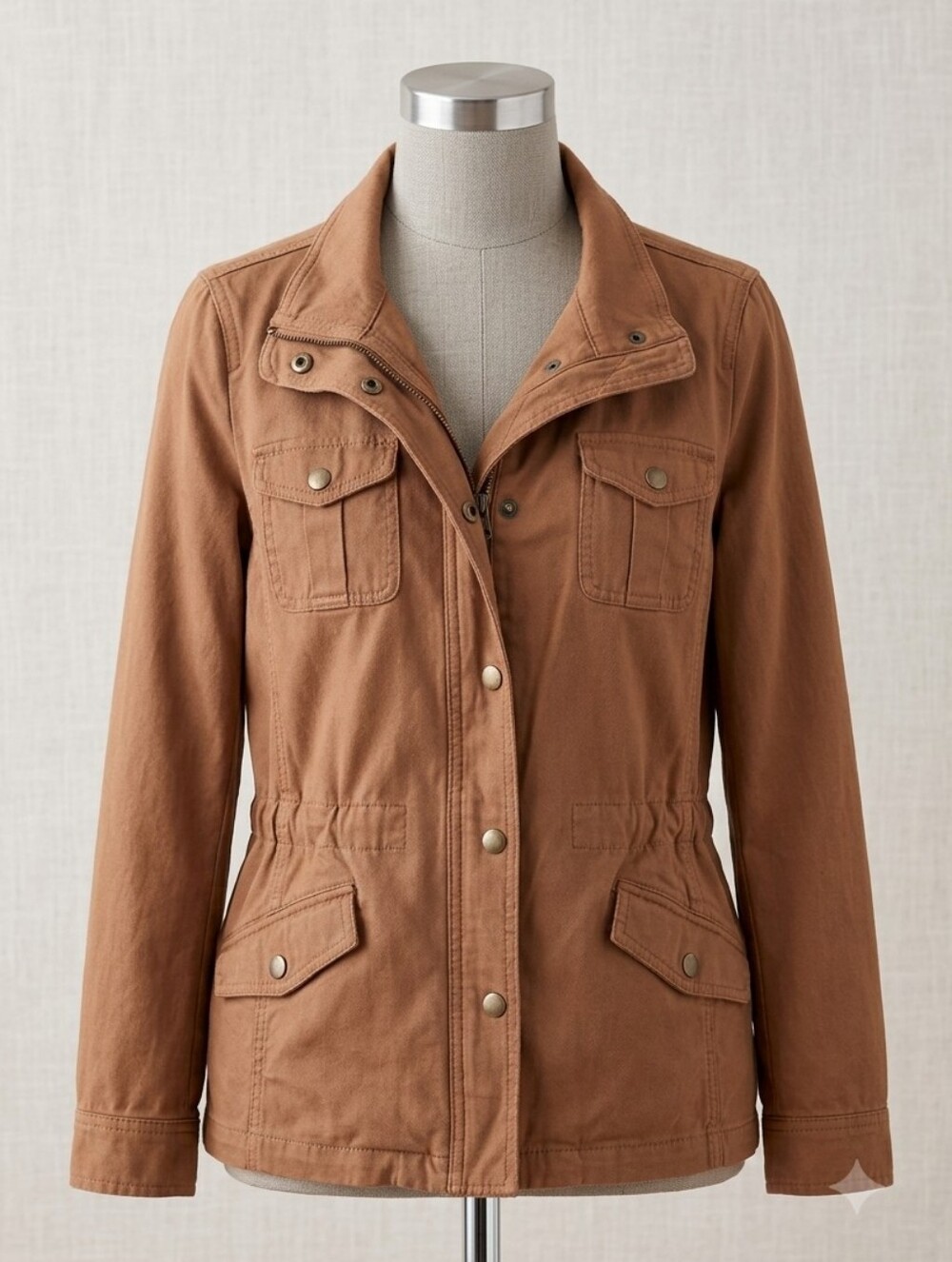 Talbots Utility Drawstring Waist Jacket in Camel Brown